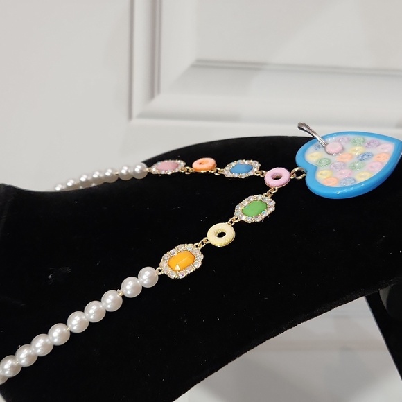 💙🔹️Betsey Johnson🔹️ Beautiful Heart Shaped Bowl Cereal Pearl Spoon Necklace - Picture 8 of 15
